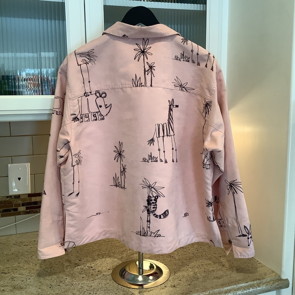 Chico's Pink Button Down Shirt with Animal Print Size 3 (XL) - Picture 2 of 8